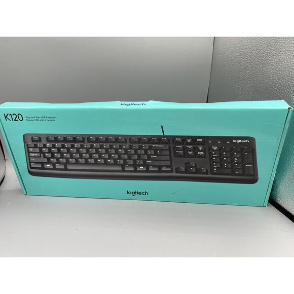 New in Box Logitech K120 USB Keyboard for PC - Black - Picture 1 of 4